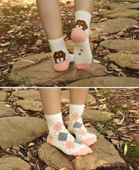 Chalier Calcetines Divertidos para Mujer Cómodos Lindos Estampados con Patrones Divertidos