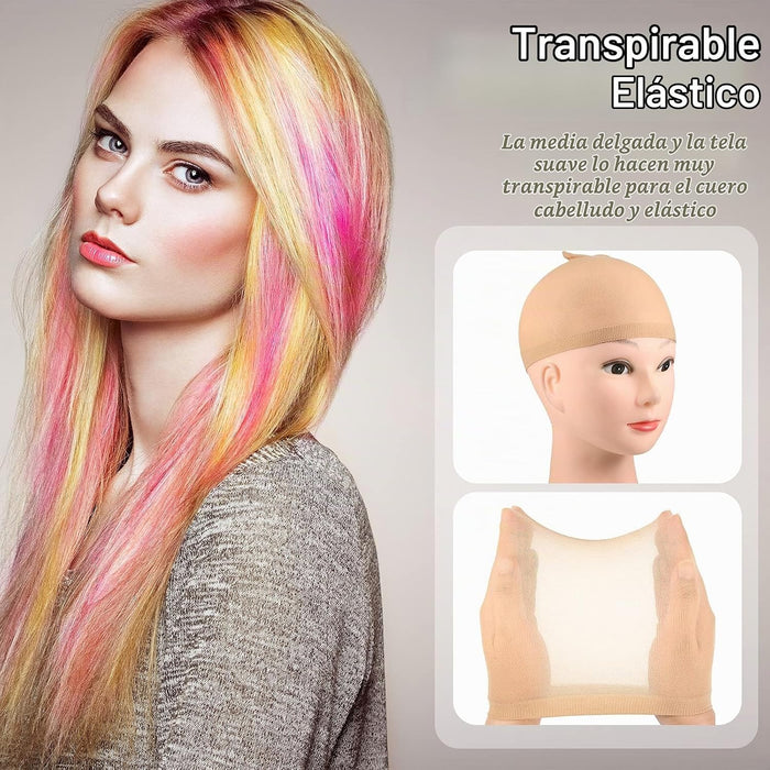 100 gorros para peluca de nailon elástico