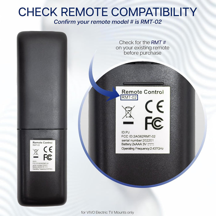 VIVO Control remoto RF de repuesto para soportes de TV motorizados eléctricos compatibles