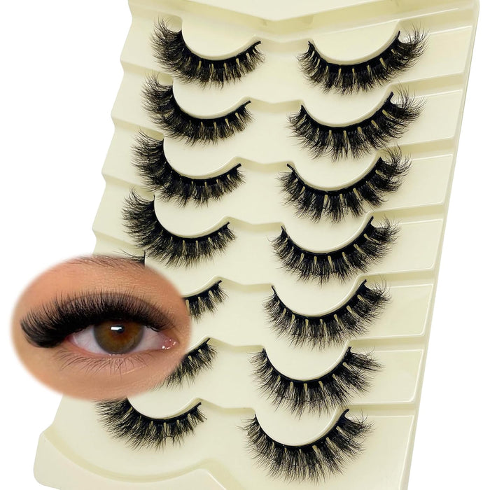 Pestañas postizas cortas y esponjosas de visón estilo ojo de gato de 16 mm para mujer