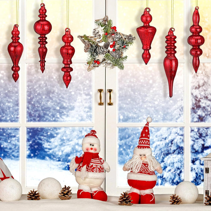 Soaoo 6 piezas adornos navideños remate de vidrio mercurio burdeos