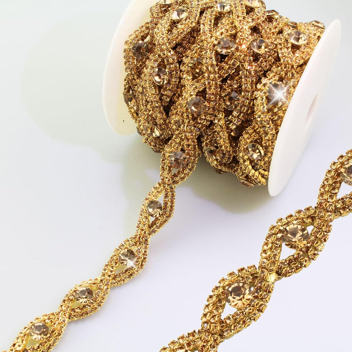 Cadena de Adorno de Diamantes de Imitación de 1 Yarda Dorado