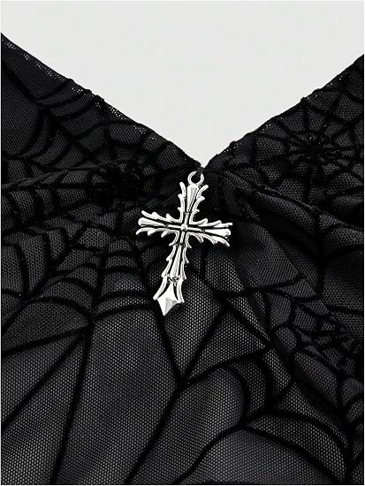Verdusa Y2k Grunge Goth Halter Top De Malla Transparente Emo Rave