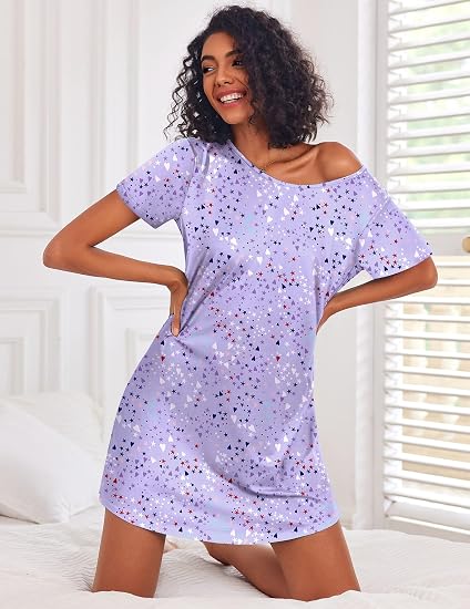 Ekouaer Paquete de 3 Camisones para Mujer de Manga Corta Camisón Abotonado