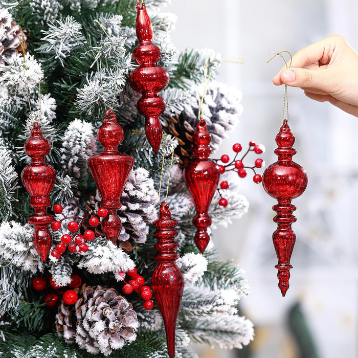 Soaoo 6 piezas adornos navideños remate de vidrio mercurio burdeos
