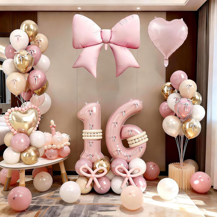 Globo rosa dulce con el número 16, decoraciones de cumpleaños 16, de látex