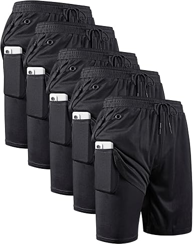 JWJ pantalones cortos 2 en 1 para correr, de secado rápido, para hombre