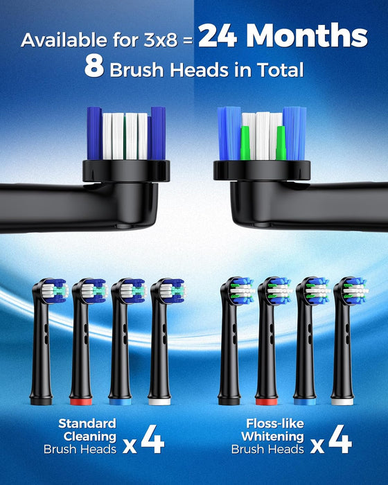 TEETHEORY - Cepillo de dientes eléctrico giratorio para adultos con 8 cabezales