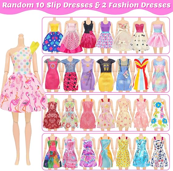 Conjunto de ropa y accesorios para muñecas Ecore Fun de 101 piezas para muñecas de 29 cm