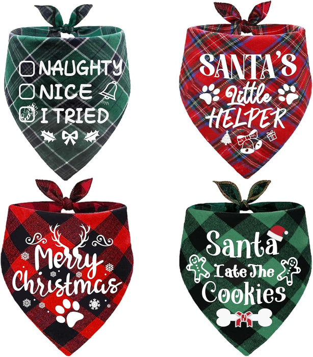 Paquete de 4 bandanas clásicas de Navidad para perros