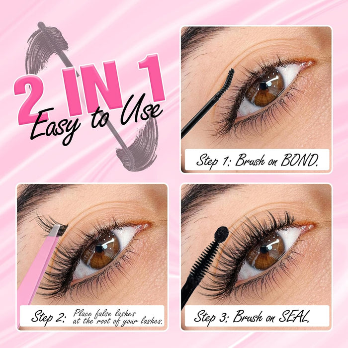 Mavphnee Pegamento de pestañas y sellador 2 en 1, adhesivo de larga duración, impermeable