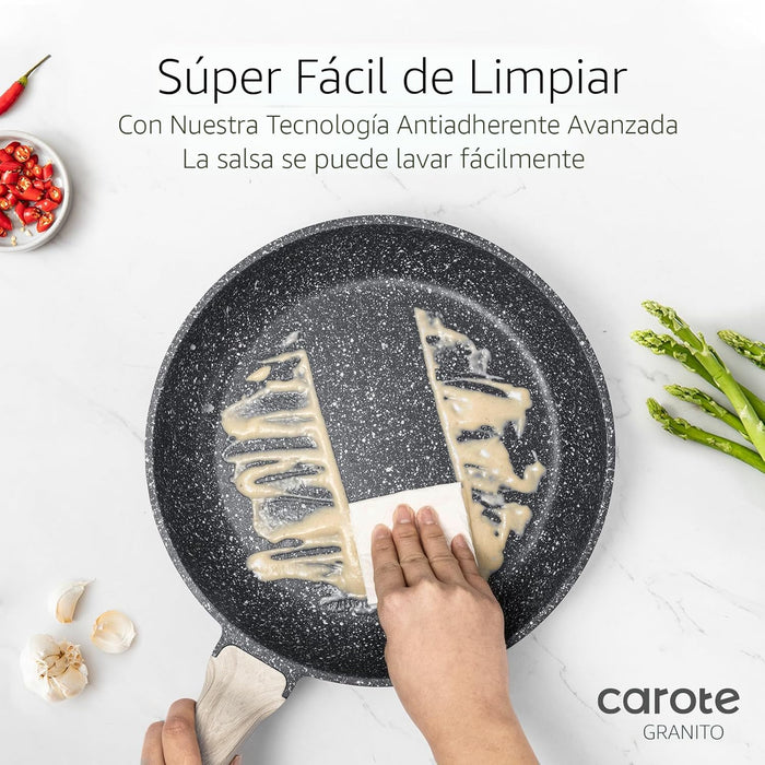 CAROTE Sartén antiadherente para saltear y freír de granito sin adherencia de 8"
