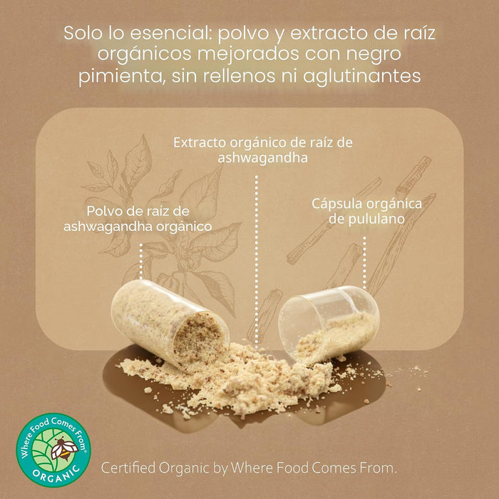 Organic Ashwagandha 100 cápsulas de vegetarianas, 100% puro extracto orgánico