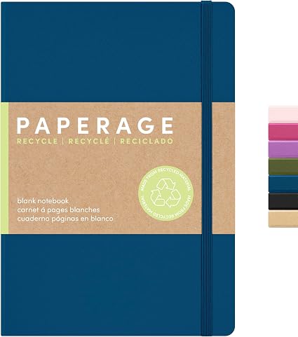 Cuaderno de notas en blanco reciclado PAPERAGE (azul oscuro), 160 páginas