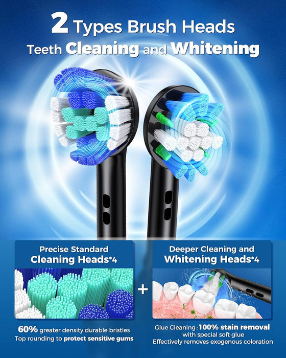 TEETHEORY - Cepillo de dientes eléctrico giratorio para adultos con 8 cabezales