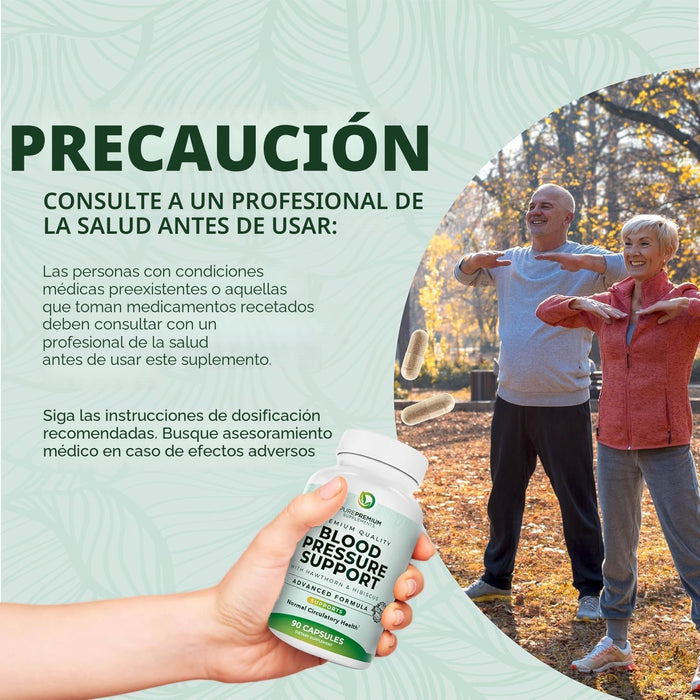 PurePremium Suplementos para la presión arterial con baya de espino, hibisco, ajo y vitamina B12, 90 cápsulas