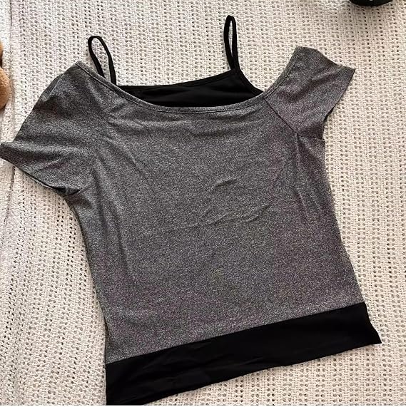 Camiseta Emo Grunge para mujer vintage Y2K de 2 piezas con estampado de guitarra