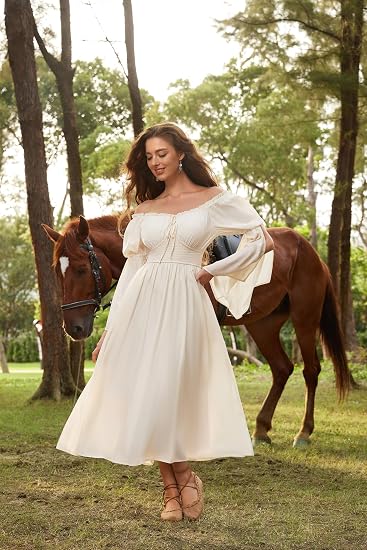Scarlet Darkness Vestido Renacentista Campesino Medieval para Mujer de Manga Campana