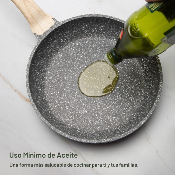 CAROTE Sartén antiadherente para saltear y freír de granito sin adherencia de 8"