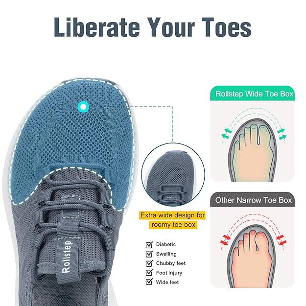 Zapatillas de mujer con puntera ancha con amortiguación de aire