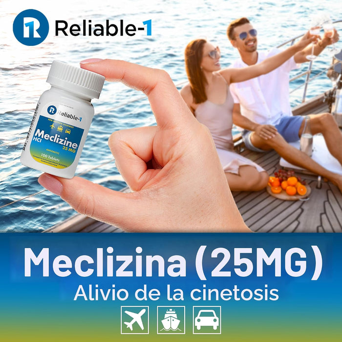 Reliable-1 Laboratories Meclizine HCL 25mg 100 Comprimidos (1 Botella)