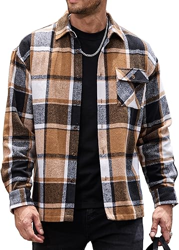 JEMLDL Camisas de franela para hombre, chaquetas informales