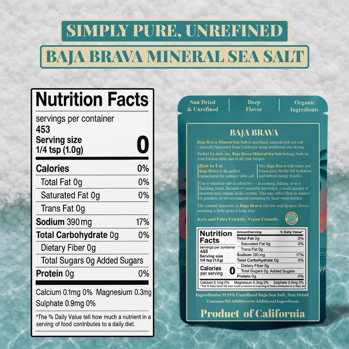 Sal marina mineral de grano fino de Baja California | Sin refinar, con más de 90 minerales orgánicos