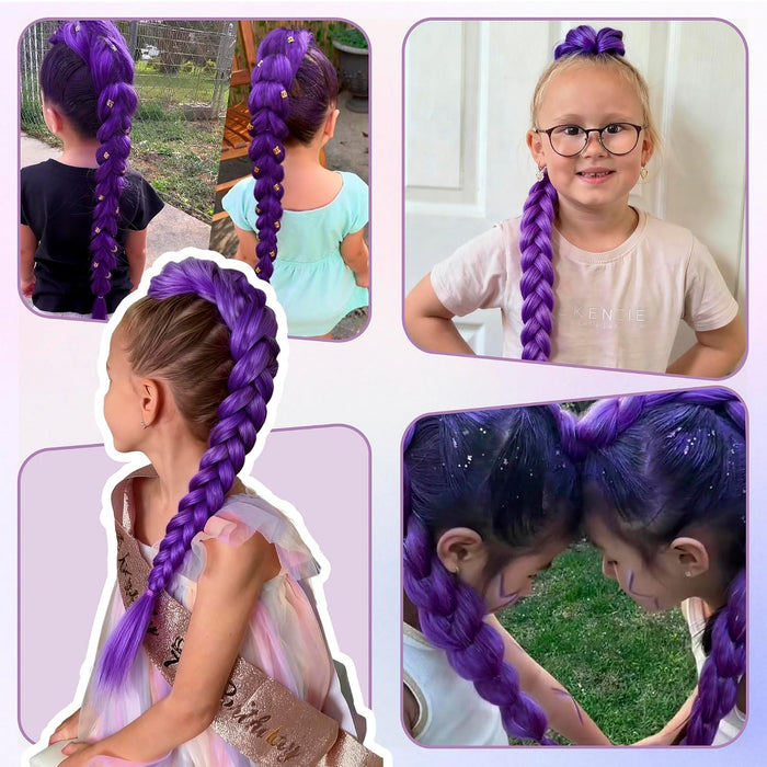 Extensiones de cabello morado de 24 pulgadas de largo para trenzas
