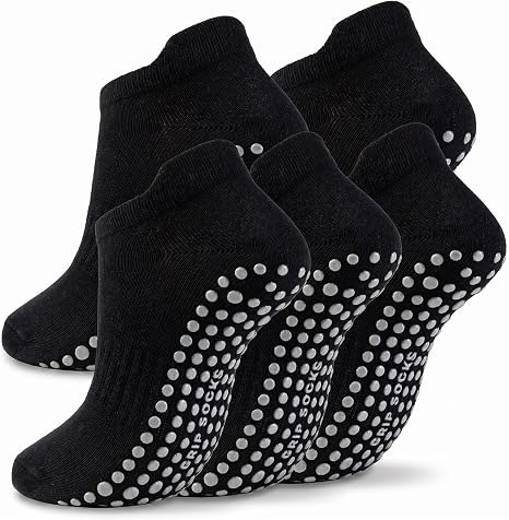 5 pares de calcetines de pilates con agarre para mujer, antideslizantes de yoga