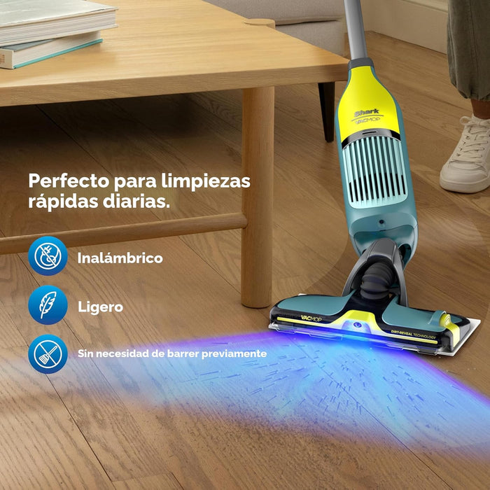 Shark VACMOP Reveal - Nuevo limpiador inalámbrico para suelos duros, aspiradora y trapeador en aerosol
