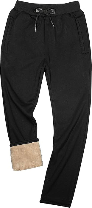 Yeokou - Pantalones deportivos térmicos de invierno con forro de sherpa para hombre