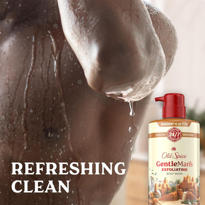 Old Spice Gentleman's Blend Gel de ducha exfoliante para hombre, azúcar moreno y manteca de cacao, 532 ml (18 fl oz)