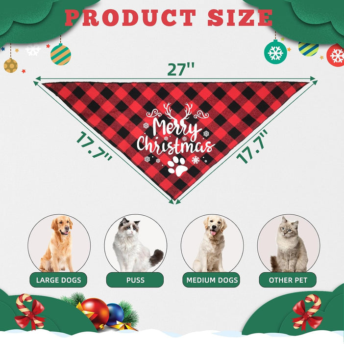 Paquete de 4 bandanas clásicas de Navidad para perros