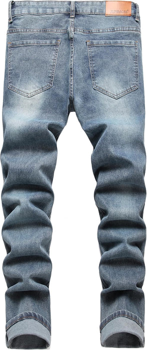 Jeans elásticos ajustados para hombre, jeans ajustados rasgados