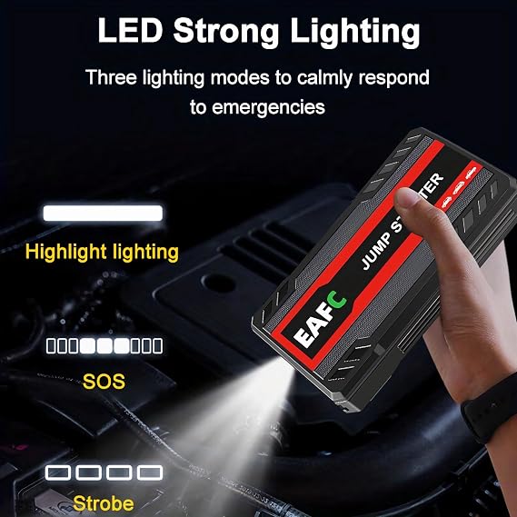 Arrancador de batería para coche de 600 A, arrancador de batería de 12 V para coches de gasolina de 3.0 L