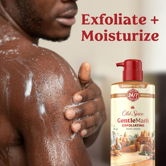Old Spice Gentleman's Blend Gel de ducha exfoliante para hombre, azúcar moreno y manteca de cacao, 532 ml (18 fl oz)
