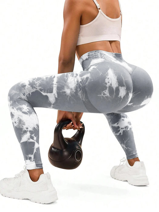 SHEIN Leggings de cintura alta con estampado tie-dye para mujer