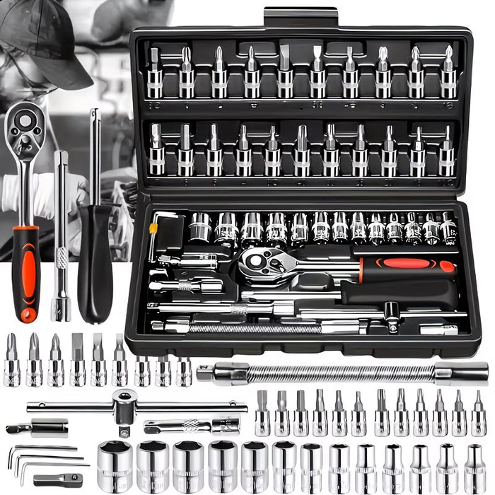 Kit de herramientas multifuncional para reparación de coches de 46 piezas