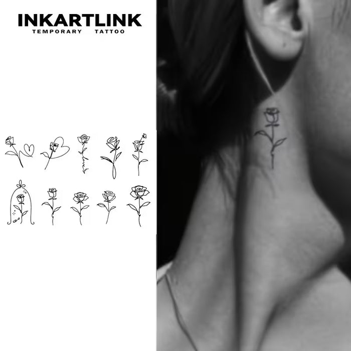 Pegatinas de Tatuajes Mini Flor, Tatuajes Delicados para mujer
