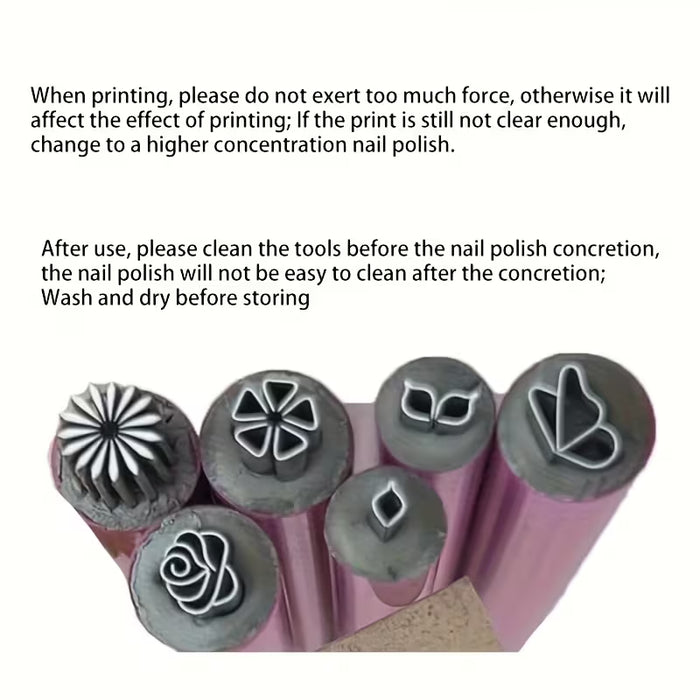Set de 6pcs de plumas para estampar uñas, pluma para estampar uñas con diseño de flores