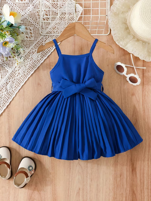 Vestido de princesa plisado y lindo para bebé niña, vestido casual de fiesta para niños