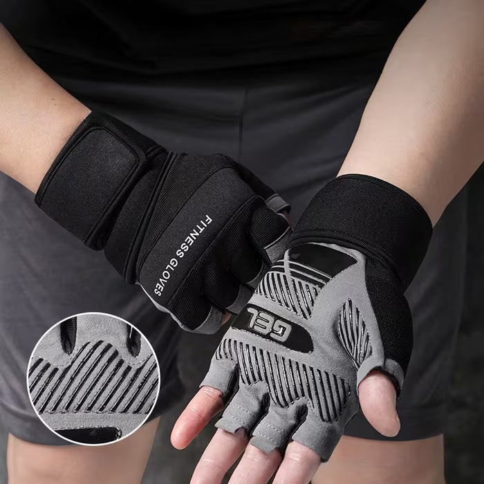 Guantes deportivos multifuncionales de medio dedo, tejido transpirable
