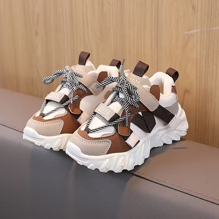 Zapatillas deportivas chunky ligeras y versátiles para niños, con diseño patchwork