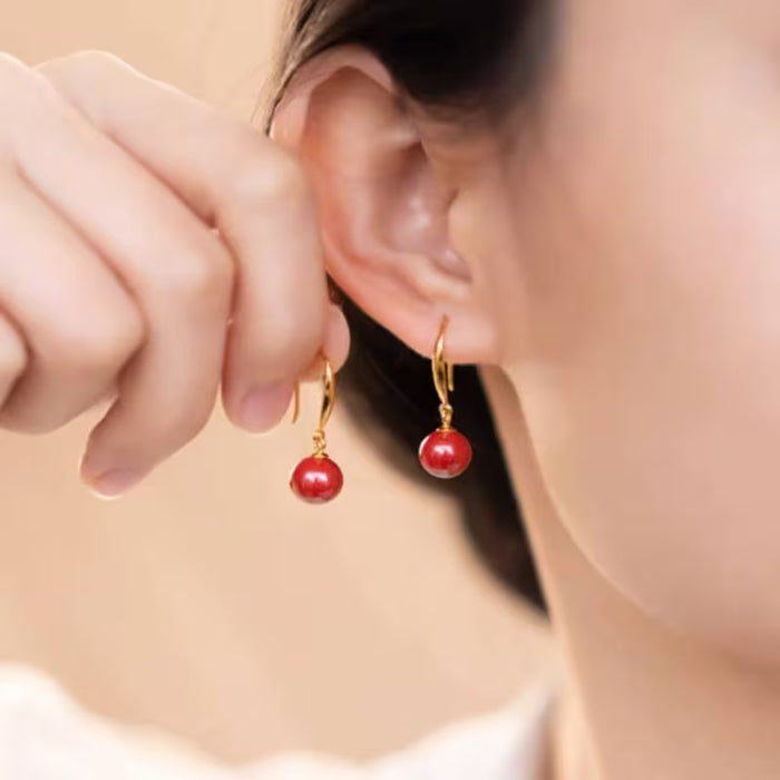 Aretes de cuentas de piedra natural hechas a mano para mujer