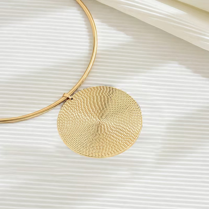Collar con colgante de huella dactilar redondo, elegante y minimalista para mujer