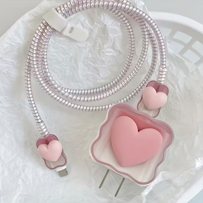 Un juego de 5 fundas protectoras florales para cables de cargadores de iPhone