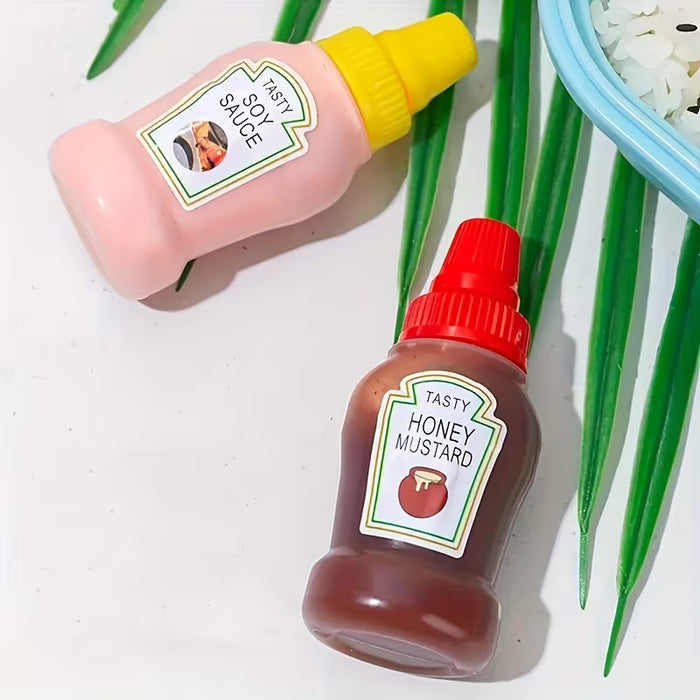 Juego de 4 mini botellas de kétchup, botellas exprimibles de plástico