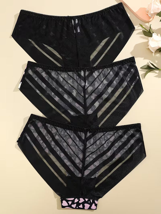 SHEIN 3 piezas de Bragas con Paneles de Encaje para Mujeres