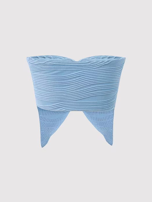 Top Corto de Verano para Mujer con Diseño de Cadena y Sin Tirantes