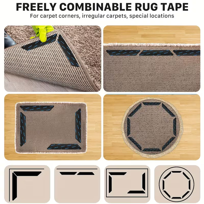 8 Pcs Pack Sujetador de Alfombra Resistente, Adhesivo PVC para Suelos de Madera